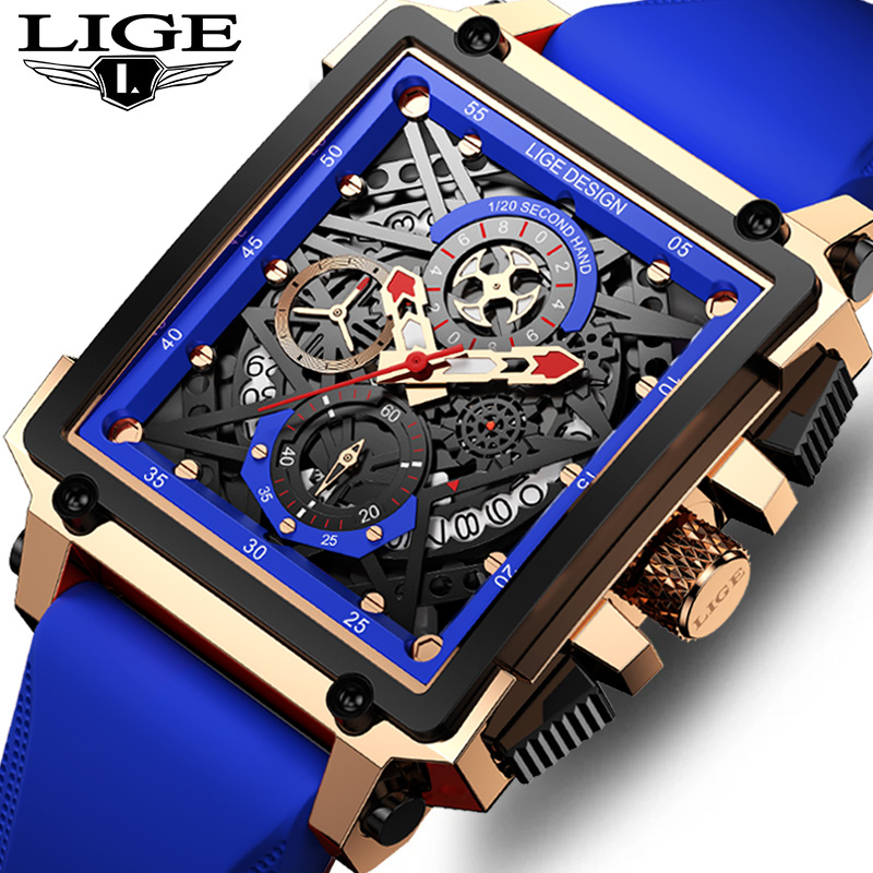 LIGE Men's Sports Chronograph  - đánh giá và giá Silicone Band Replacement