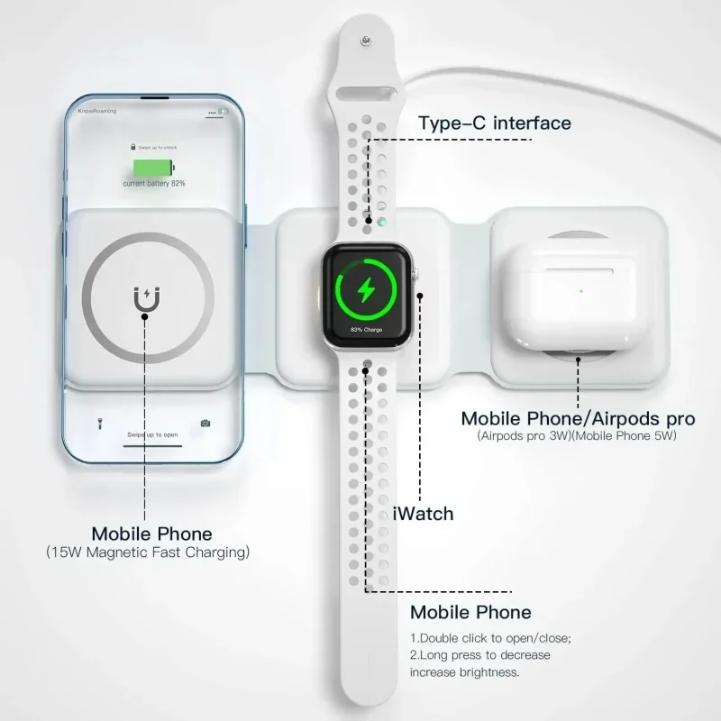 3 in 1 Portable Magnetic Wirel - đánh giá và giá Smartwatch Ac